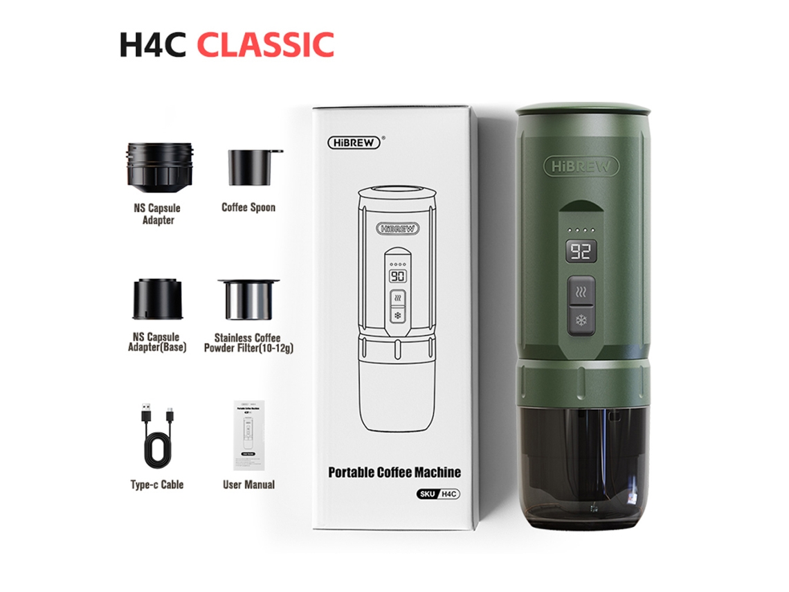 Cafetera expreso portátil Hibrew H4c de 20 bares, manual, para camping, viajes y uso doméstico.
