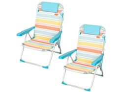 Aktive Pack 2 Sillas Plegables Camping Deluxe 48x60x90 Cm Multicolor 5 Posiciones Con Respaldo