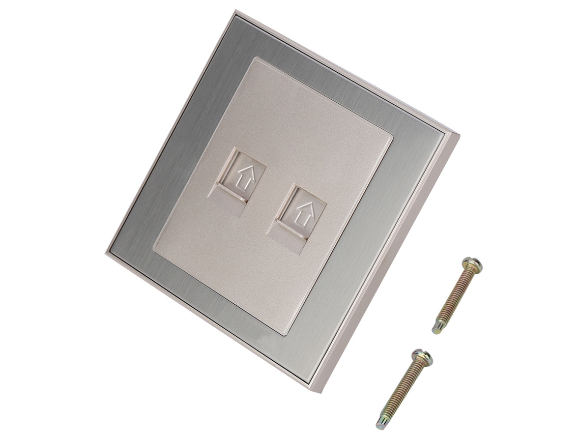 RNEMITERY Enchufe Teléfono Acero Inoxidable Pared 10A 220-250V