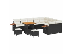 Maison Exclusive - Conjunto De Sofás De Jardín Con Cojín 12 Pcs Negro Y Crema