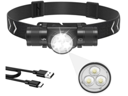Linterna frontal LED recargable Yunzii HP330, aluminio, 1500 lúmenes, color negro