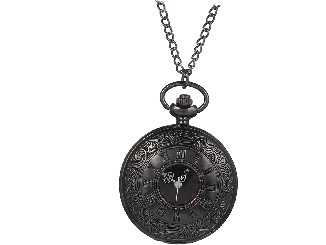 Reloj Bolsillo Clásico Retro Redondo Números Romanos Árabes Material Duradero Cadena Negra Unisex Ceremonia