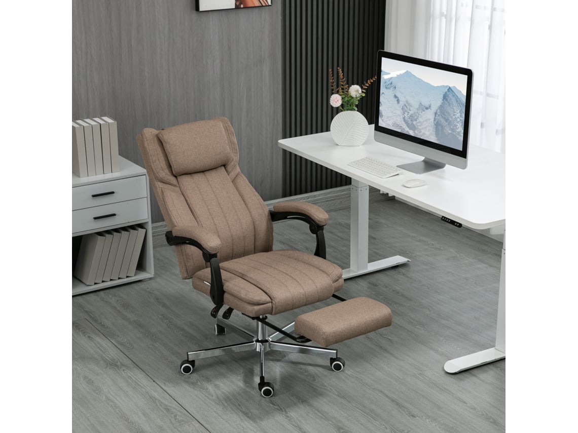 Cadeira De Escritório Reclinável E Giratória Com 6 Pontos De Massagem Vibratória E Controle Remoto, 65x61x108-118 Cm, Marrom