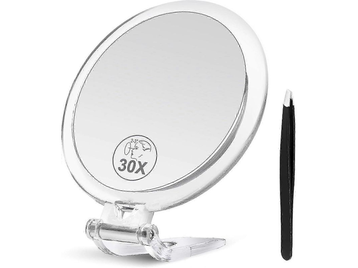 Espejo Con Aumento De 30x, Soporte Y Pinzas, Plegable Para Maquillaje, Viajes Y Uso Diario.