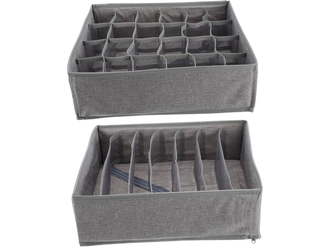 Organizadora Interior Calcetines 2 Piezas Compartimentos Plegable Lavable Organizar Armario Práctica Caja Ropa