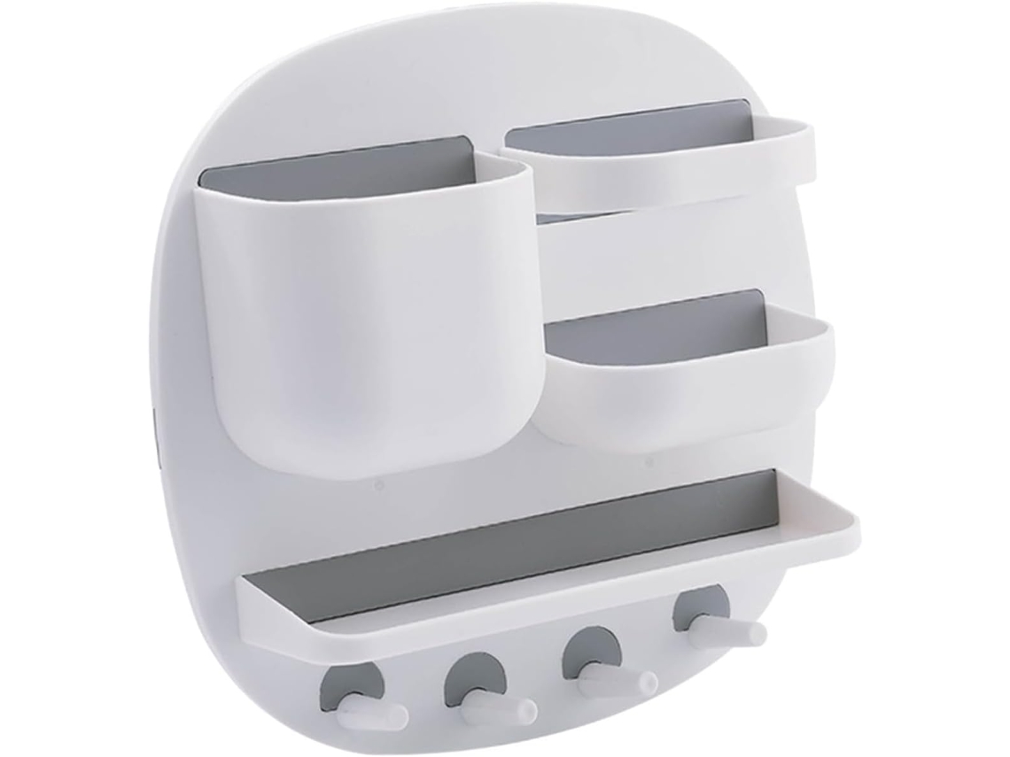 Estantería De Pared Multifuncional Blanca Para Baño Con Tres Compartimentos.