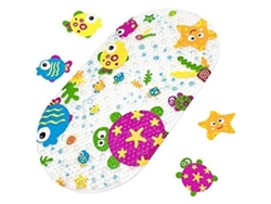 Alfombrilla De Baño Infantil Con Diseño De Pato De Dibujos Animados, A Prueba De Derrames, Con Fuertes Ventosas, 39x69cm (animal Marino)
