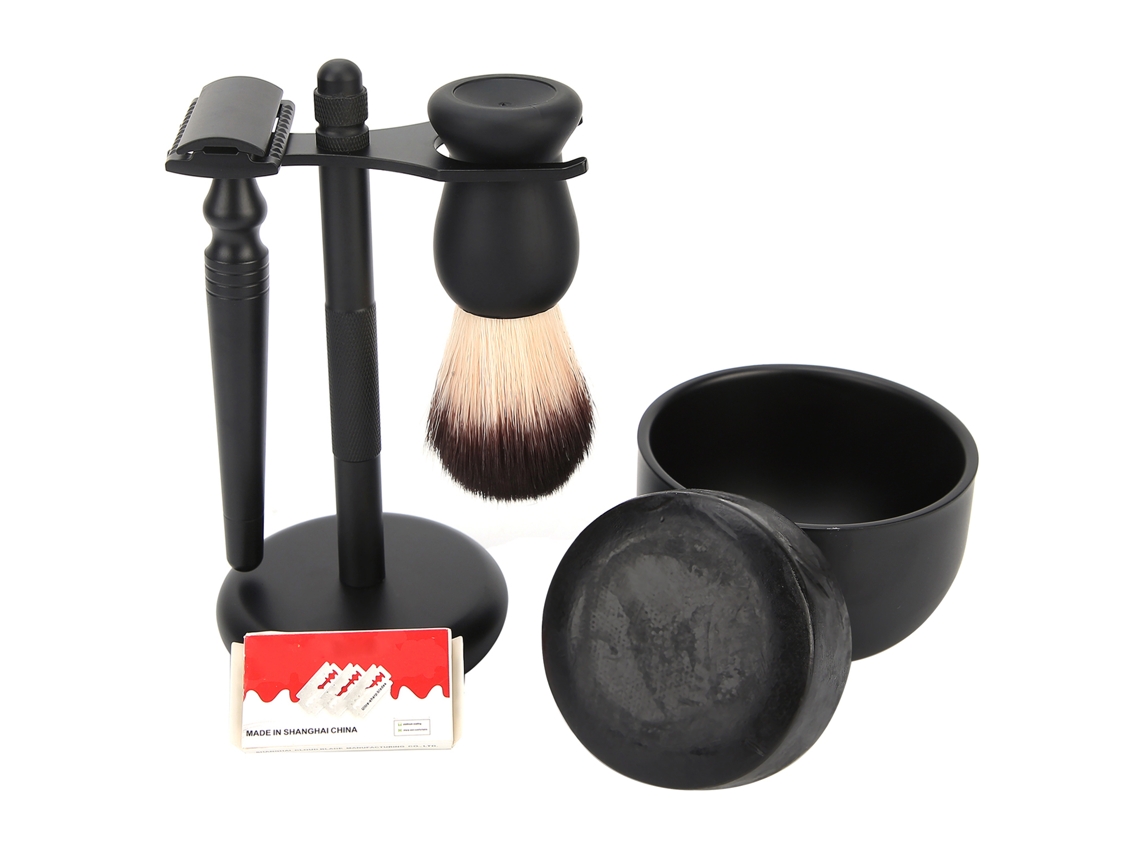 Kit de barbear manual para homens 2026 com lâmina, pincel e sabonete para barba.