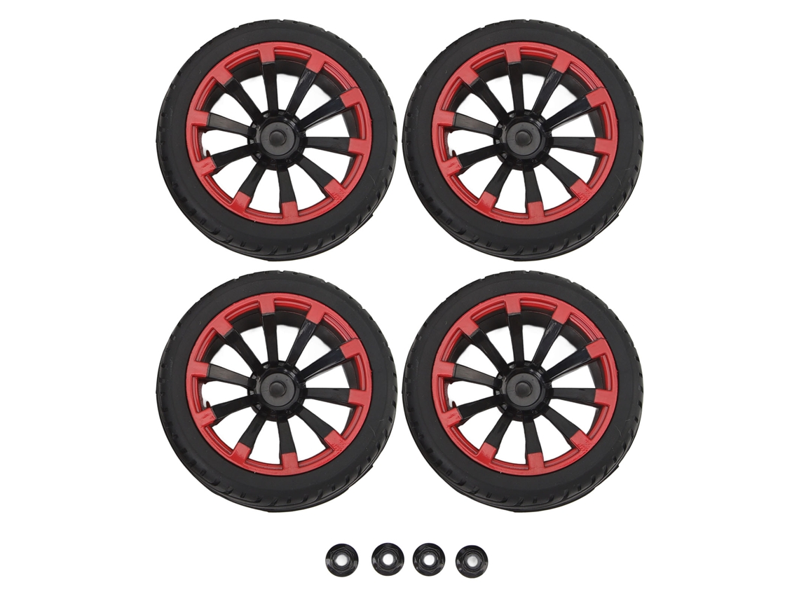 Neumáticos Rc A Escala 1/10 Con Llanta Hexagonal De 12 Mm, Neumáticos De Goma Todoterreno, Llanta Roja, 4 Piezas.