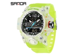 Reloj Digital De Moda (verde Transparente para Hombre) Con Acabado Luminoso, Resistente Al Agua, A Los Golpes Y Con Alarma.