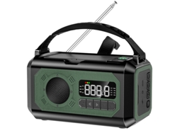 Radio de emergencia portátil Viewleaf con manivela de 15000 mAh, energía solar, linterna LED AM/FM/NOAA y banco de energía para uso en exteriores