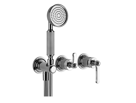 Mezcladora monomando de bañera/ducha Gessi Venti20 lista para montar, con curva de conexión a la pared, cartucho de desvío de 2 vías, montaje en