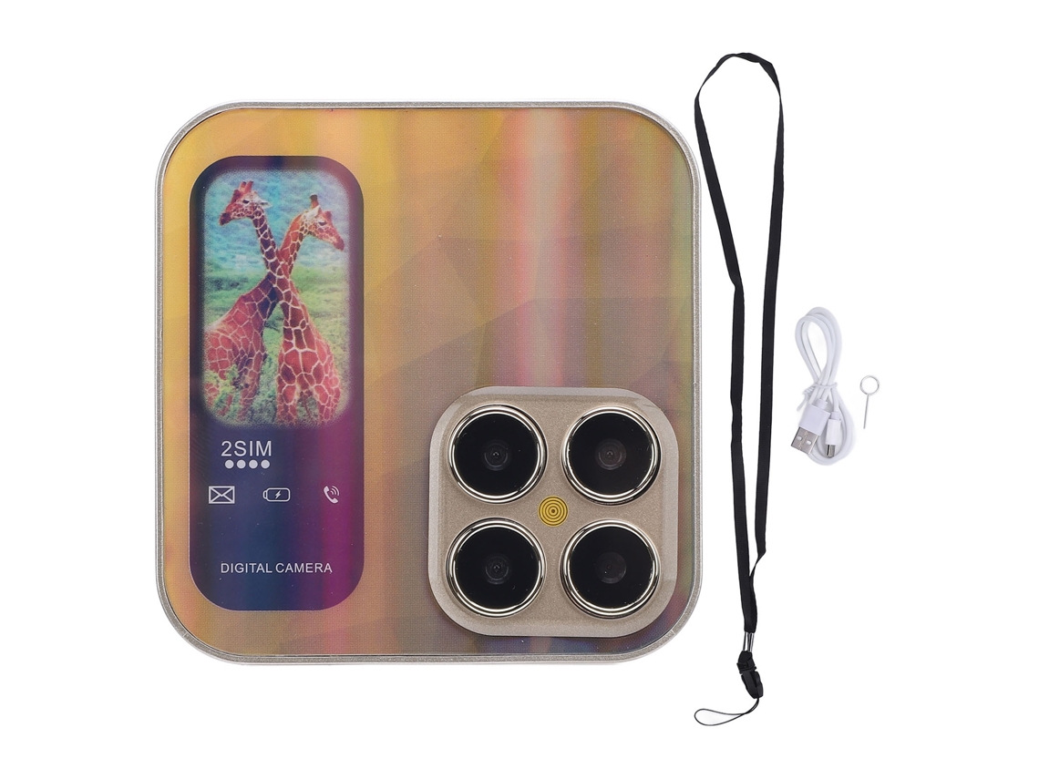 Telefone Móvel Flip Pequeno Tela 2.4 Polegadas Botões Grandes Com Rádio Fm Bateria 1000mah Dourado