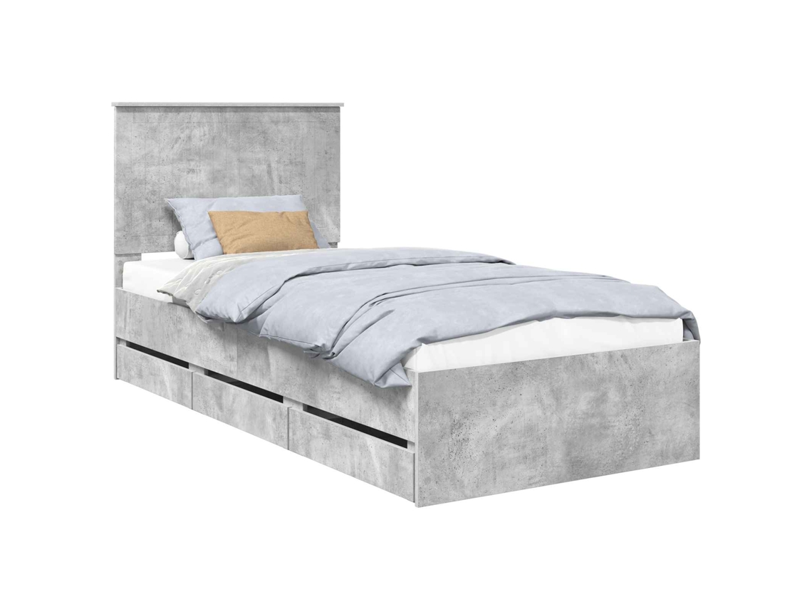 Maison Exclusive - Estructura De Cama Gris Concreto 90 X 190 Cm Madera Ingenieril