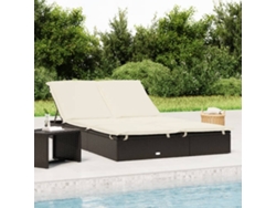 Tumbona para 2 personas con cojines de mimbre negro, DKD HOME DECOR