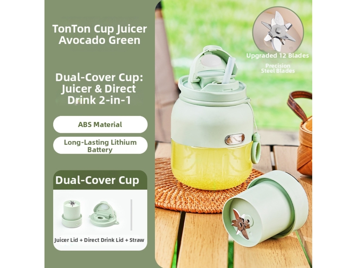 Exprimidor eléctrico de frutas, portátil, recargable por USB, 800 ml, (verde) Czhhmart