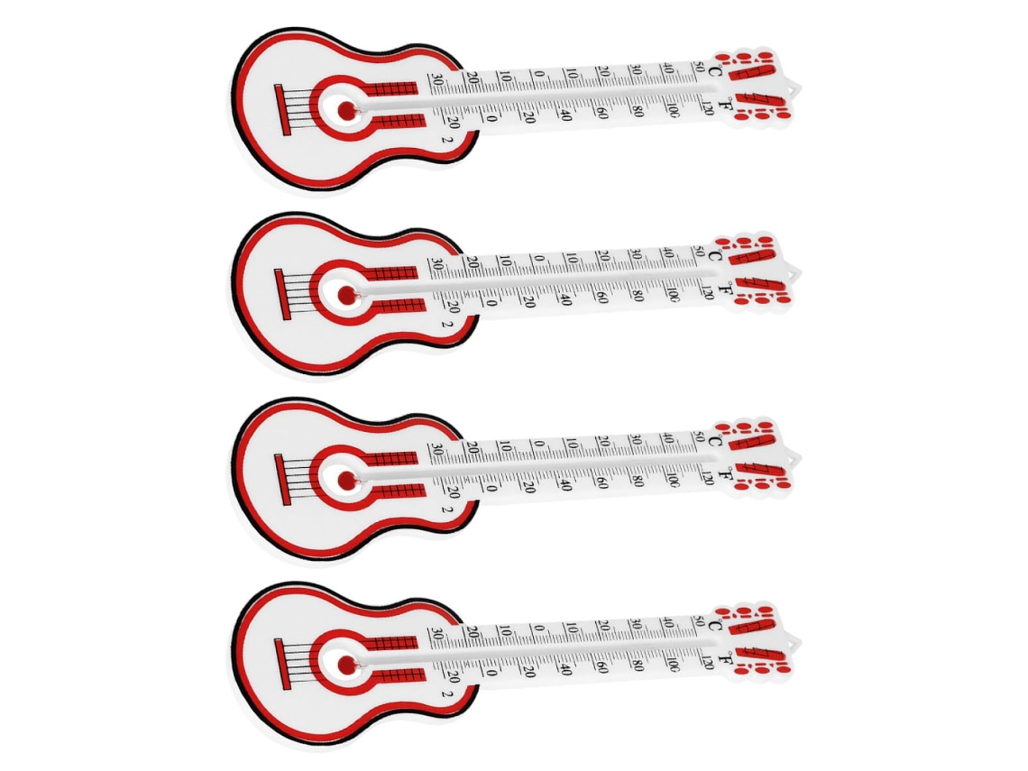 Juego De 4 Termómetros Analógicos Para Interiores, Color Rojo Guitarra, Dispositivo De Medición Para