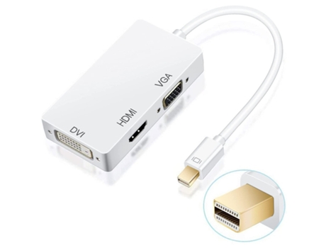 Cable adaptador 3 en 1 Mini Displayport y Thunderbolt a HDMI/Dvi/Vga para resolución completa 4K X 2K y estéreo 3D compatible con Apple Mac BISBISO...