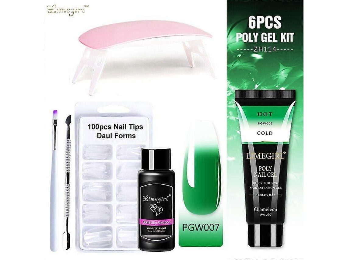 Kit de uñas de gel de poliéster con lámpara UV de 6 W, herramientas de manicura rápida GOKOCO