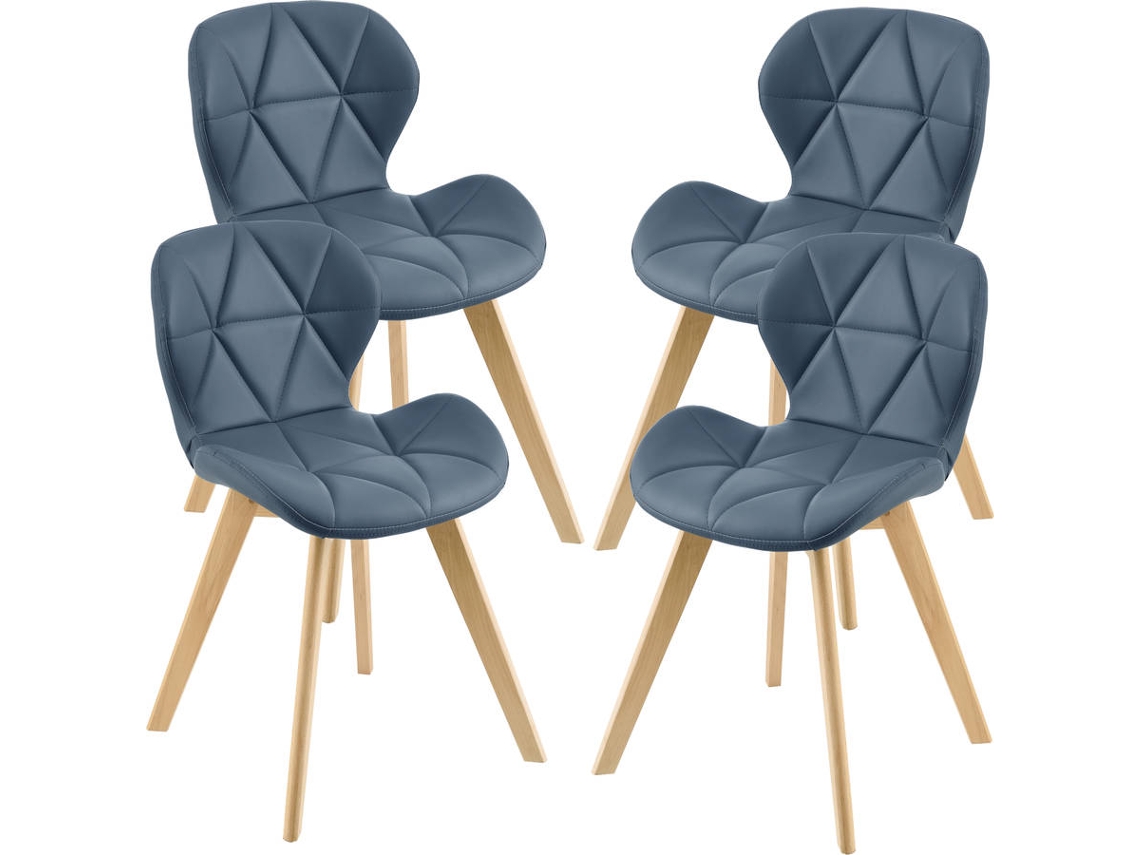 Conjunto de 4 sillas de Comedor [en.casa]  Älmhult 78x47x52 cm - Azul