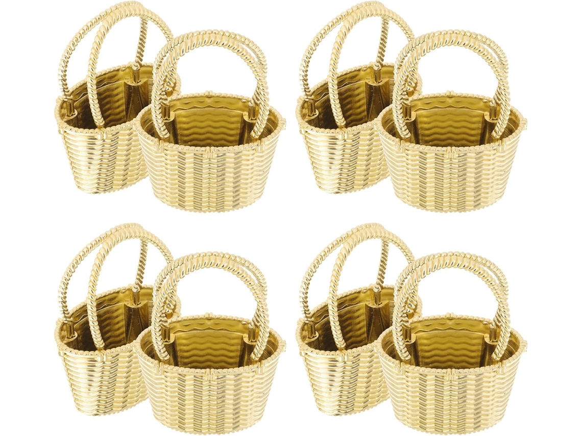 Juego De 12 Cestas Pequeñas De Plástico Dorado Para Flores