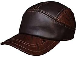 Gorra SFUSHOS de piel auténtica para hombre, cálida, para todas las estaciones, color marrón.