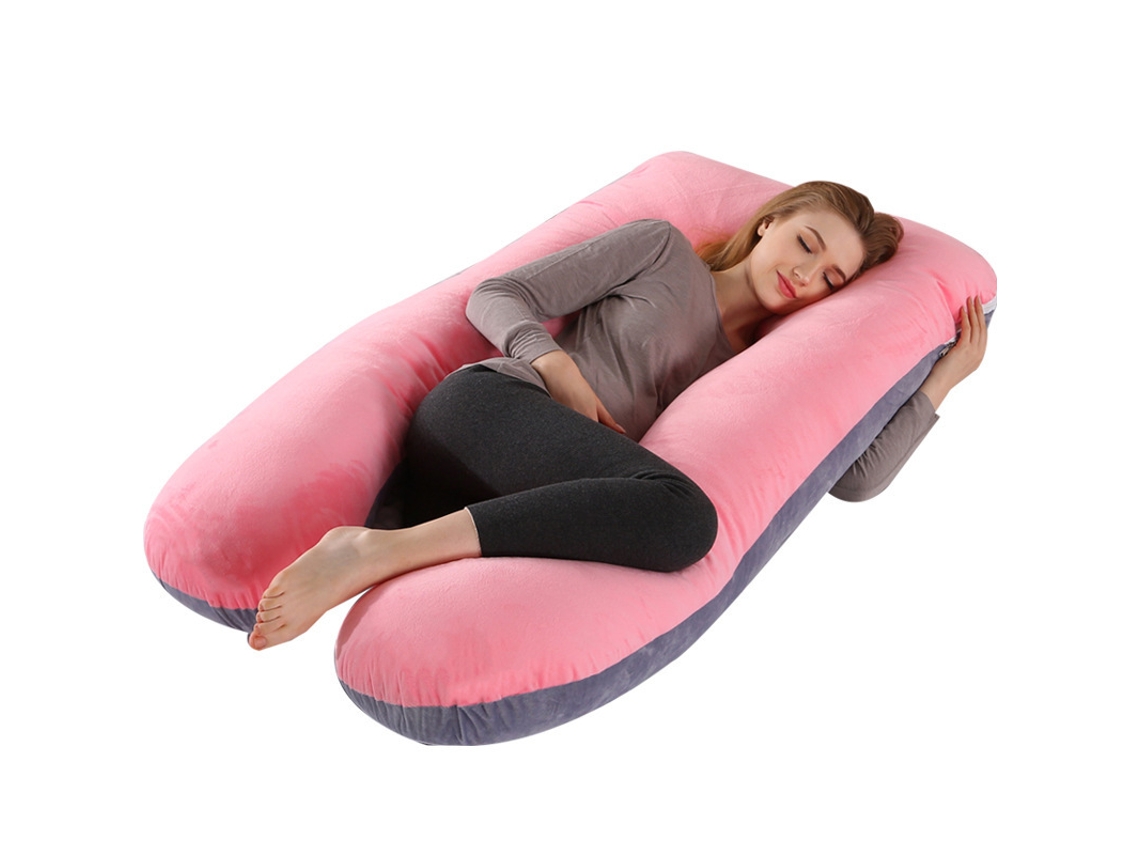 Almohada De Embarazo Multifuncional Para Dormir Durante El Embarazo Aliviar El Abdomen Y Dar Soporte A La Cintura 140 X 80 Cm (rosa Y Gris) Cuich