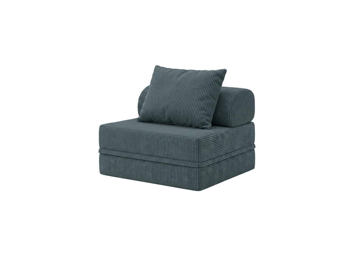 Sofá Modular 1 Lugar Convertible Veludo Regular Azul Escuro