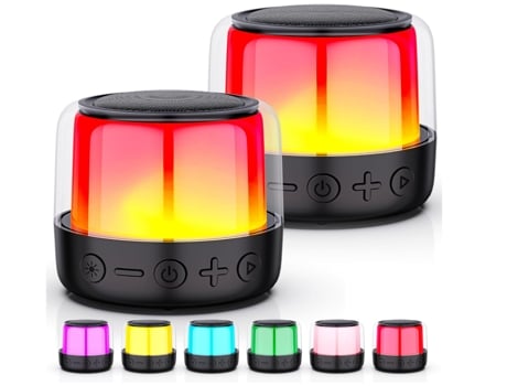 Altavoces Bluetooth, mini altavoces portátiles con luz LED, altavoz inalámbrico LED con luz nocturna de 11 colores, emparejamiento dual, perfecto p...