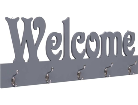 vidaXL Perchero de pared WELCOME gris 74x29,5 cm