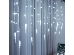Cortina navideña LED con forma de guirnalda de hielo Mdug (blanca, 20 m, 480 LED, 8 modos)