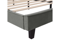 Cama doble tapizada en terciopelo - 180x200cm - Con somier - Gris