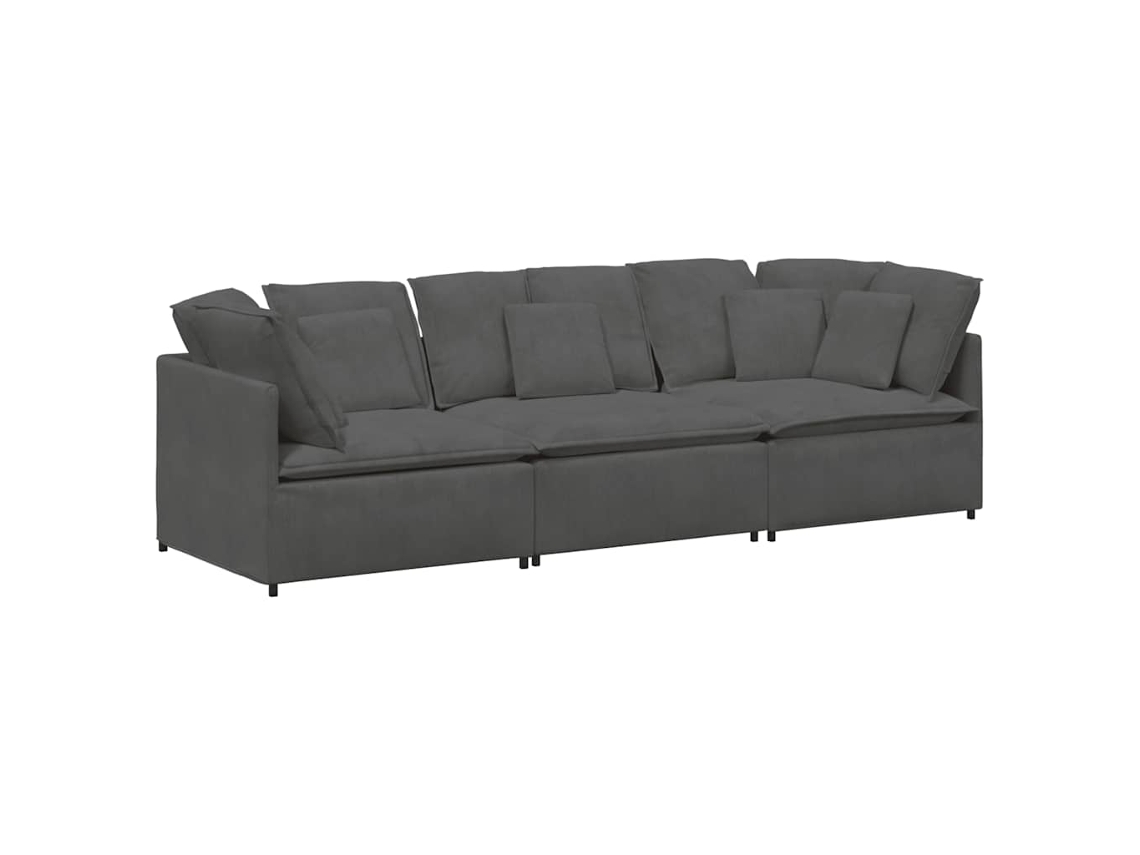 Sofá modular con cojines en tejido de pana gris oscuro MAISON EXCLUSIVE