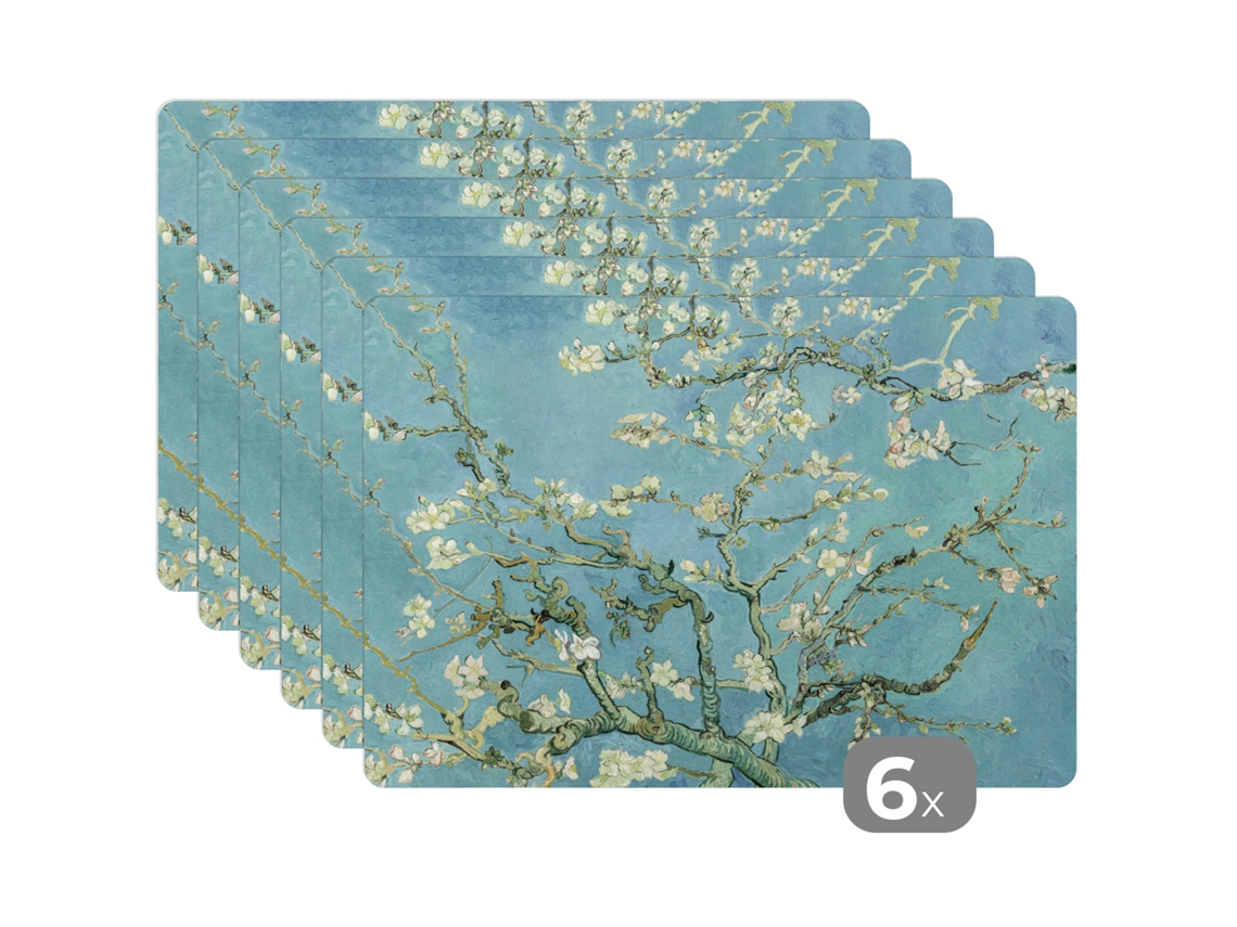 Manteles Individuales Juego De 6van Gogh - Almendro En Flor - Viejos Maestros - Arte - Vintage 45x30 Cm