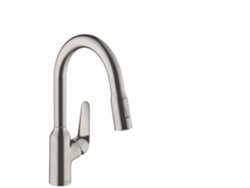 HANSGROHE Focus M42 monomando cocina 180, ducha extraíble, 2jet, Color: Acabado en acero inoxidable