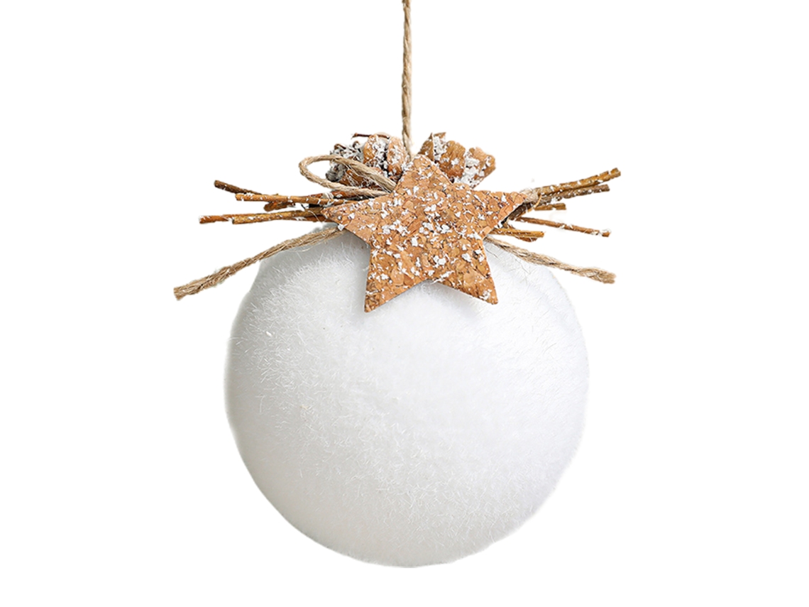 Bola de Navidad blanca con copo de nieve y campana decorativa