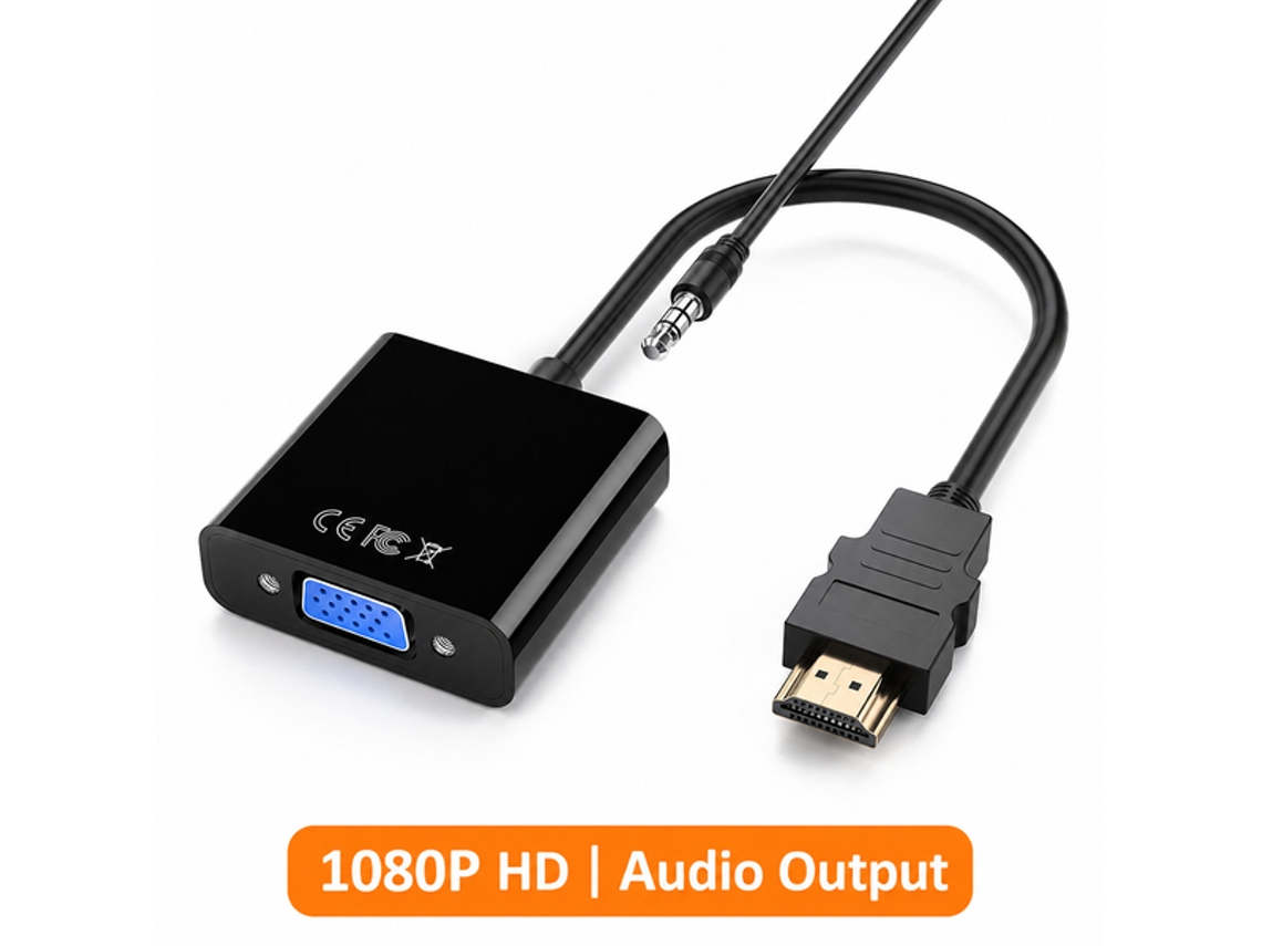 Cable Adaptador Hdmi A Vga Con Audio, Plug-and-play, Para Streaming Y Presentaciones.