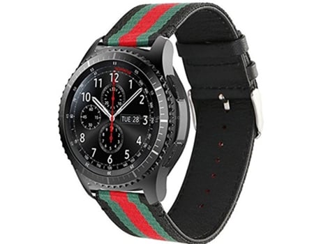 Correa de reloj inteligente para Samsung Gear S3 Correa de cuero genuino de nailon de moda simple (negro)