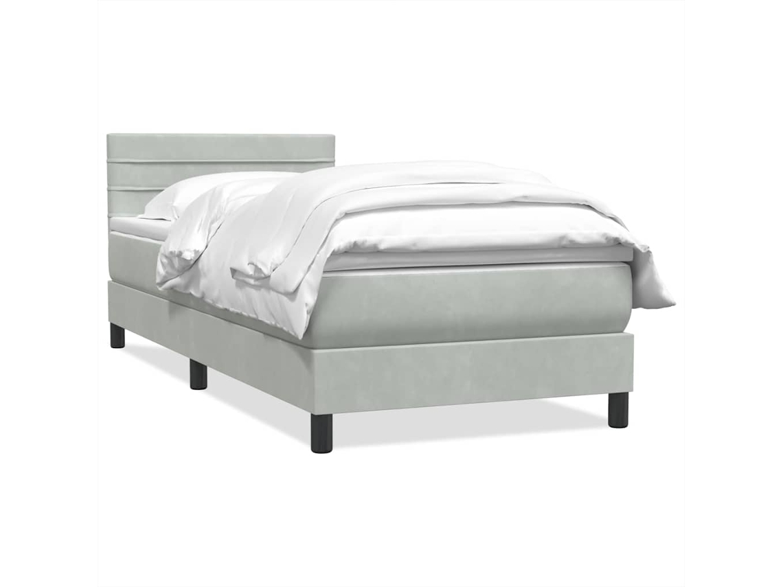 Maison Exclusive - Cama Box Spring Con Colchón Terciopelo Gris Claro 80x220 Cm