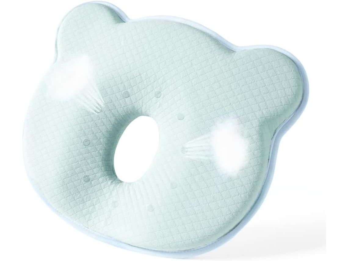 Almofada De Algodão Para Memória Do Bebê, Especialmente Projetada Para Recém-nascidos, Fornecendo Suporte Para O Pescoço, Azul.