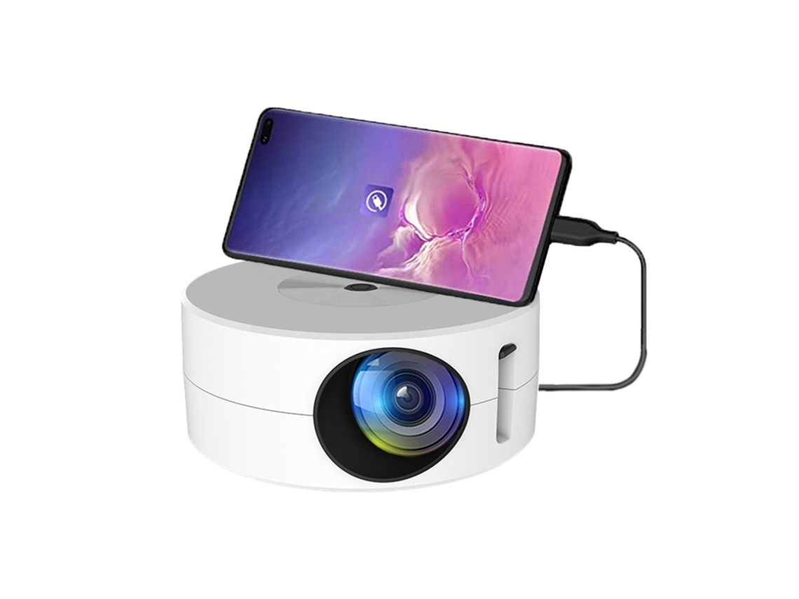 Miniproyector portátil LED Yuysan Yt200, con alimentación por USB, compatible con teléfono móvil, 320 x 180p, blanco