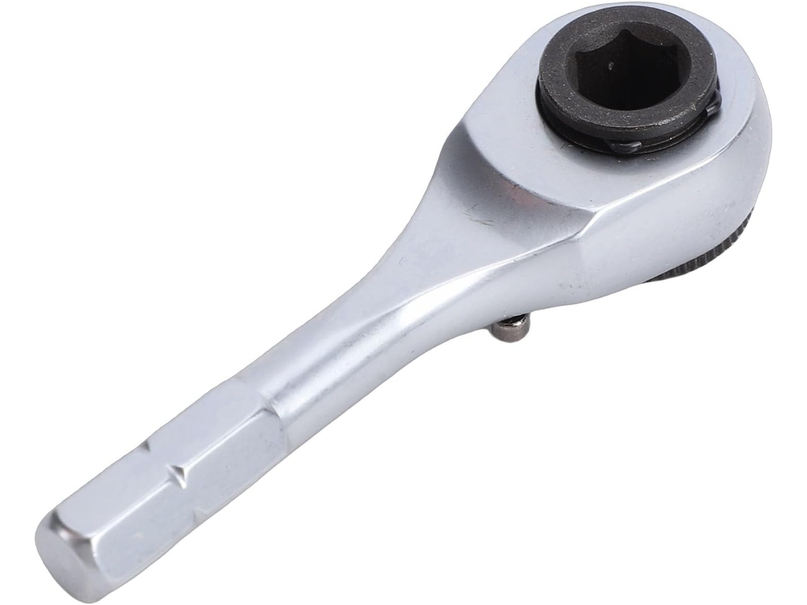 Llave hexagonal de carraca, mandril de 6,35 mm, mango ergonómico, pequeña, acero de alto carbono.