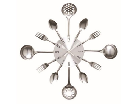 Reloj de Pared MISHA DIY Utensilios de Cocina (Plata)