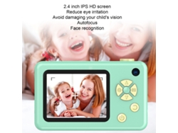 Cámara digital infantil de 48 MP HD con doble cámara, color verde. Regalo ideal.
