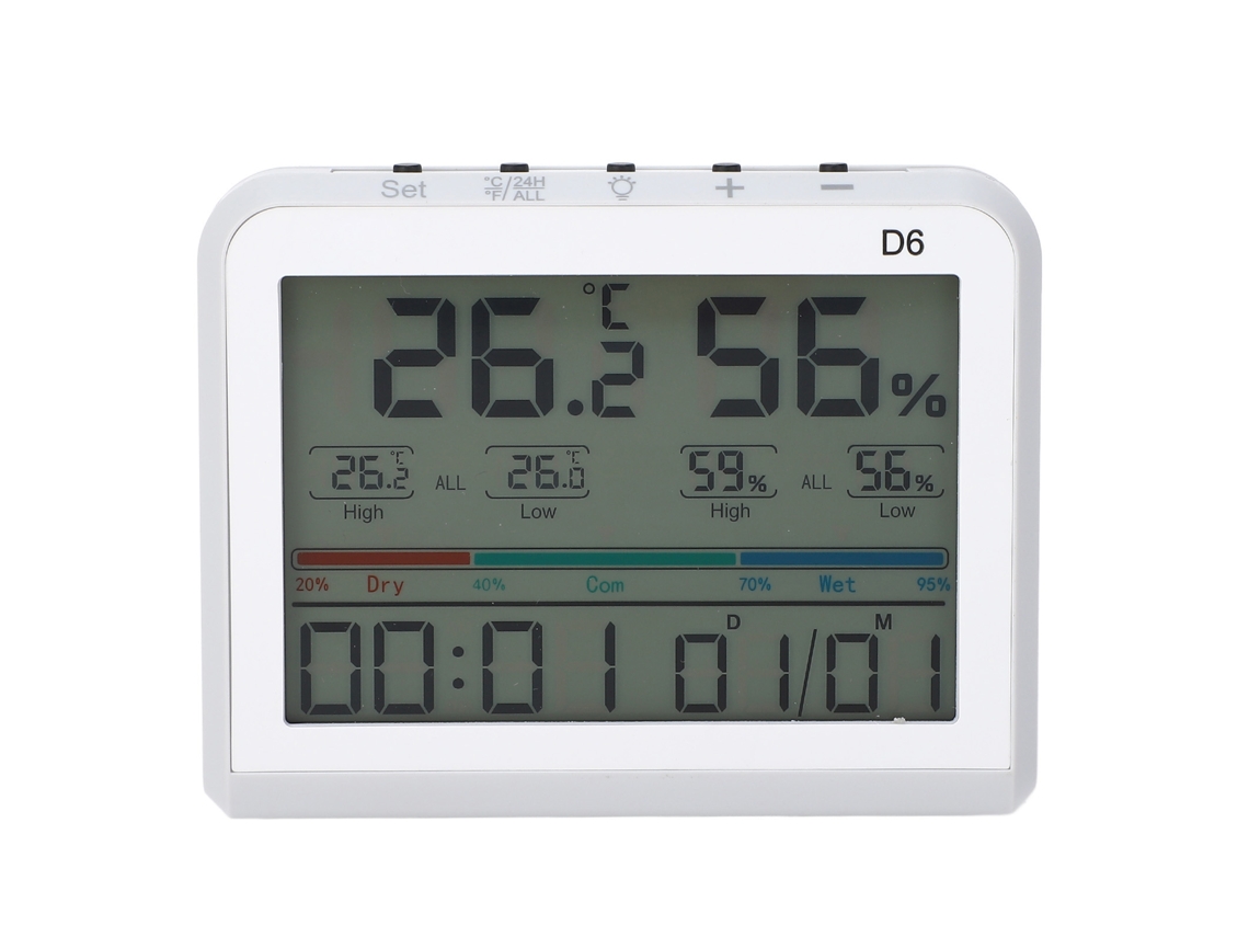 Termómetro Digital De Interior Con Reloj Y Fecha Para Medir La Temperatura Y La Humedad, Ideal Para El Hogar, La Oficina Y El Invernadero.
