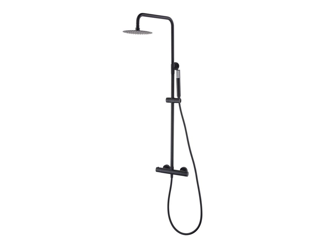 Columna de ducha Extensible, Termostatico rociador extraplano Negro Mate MICE COLLECTION