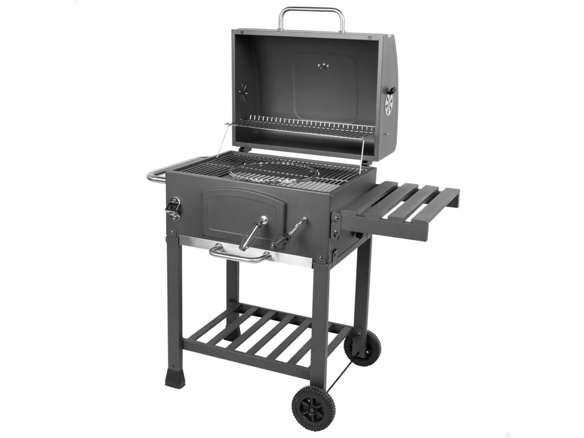 Barbacoa portátil AKTIVE con ahumador y ruedas