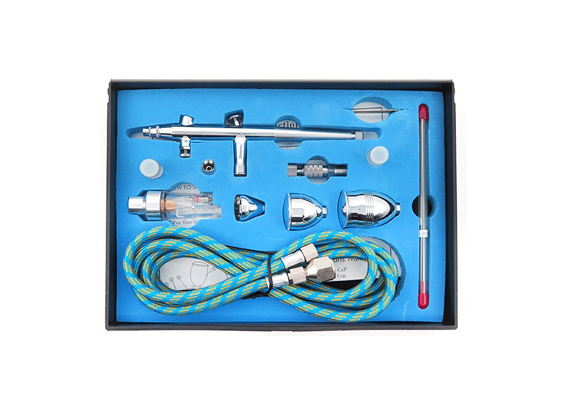 Kit De Aerógrafo De Doble Acción Con Boquillas De 0,2/0,3/0,5 Mm Y Depósitos De 2/5/13 Cc Para Pintar Y Decorar.