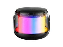 Altavoz Bluetooth Vibrante Con Vidrio Colorido Batería De Larga Duración Y Luces Led Emparejamiento Bt5.0 Tws Negro Yemaesre