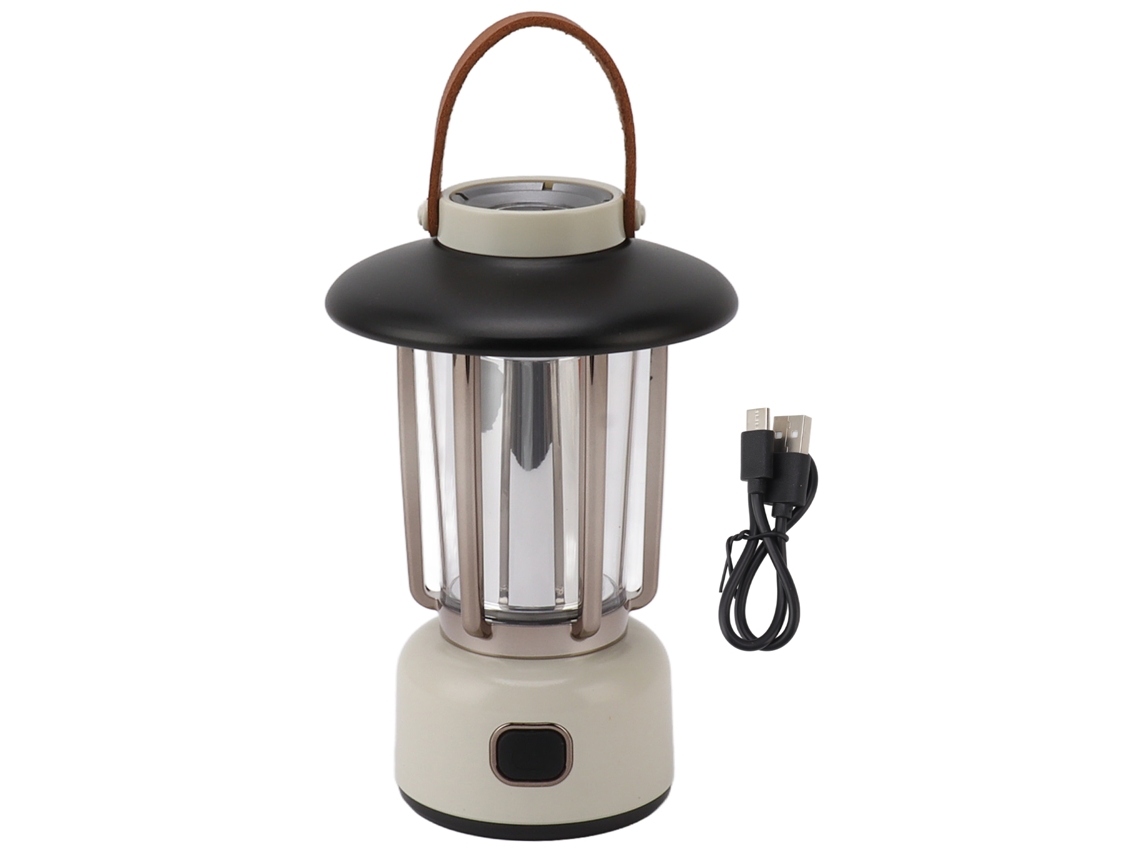 Linterna LED portátil para camping modelo 2026 con 3 modos de iluminación y múltiples opciones de alimentación para uso en exteriores.